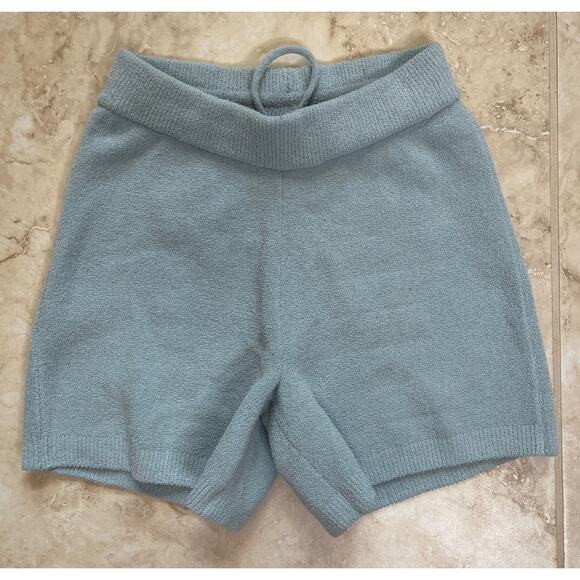 Skims XS light blue shorts drawstring waist Kim cozy knit high waist soft NWOT - Picture 1 of 4